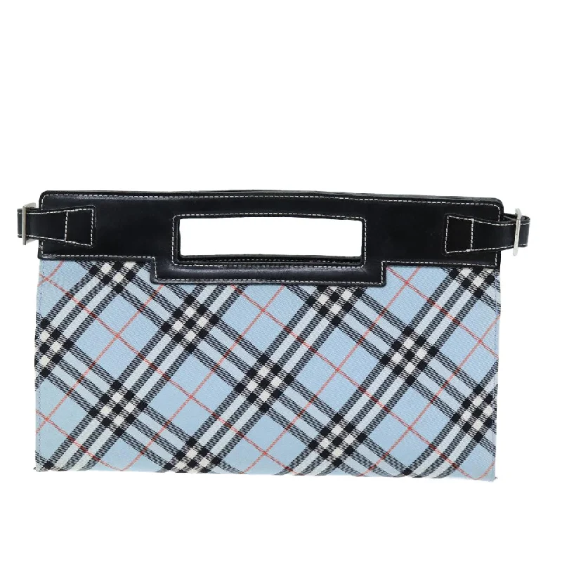 BURBERRY Nova Check Blue Label Hand Bag Canvas Light Blue  73583