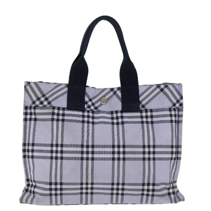 BURBERRY Nova Check Blue Label Hand Bag Nylon Blue  am6158