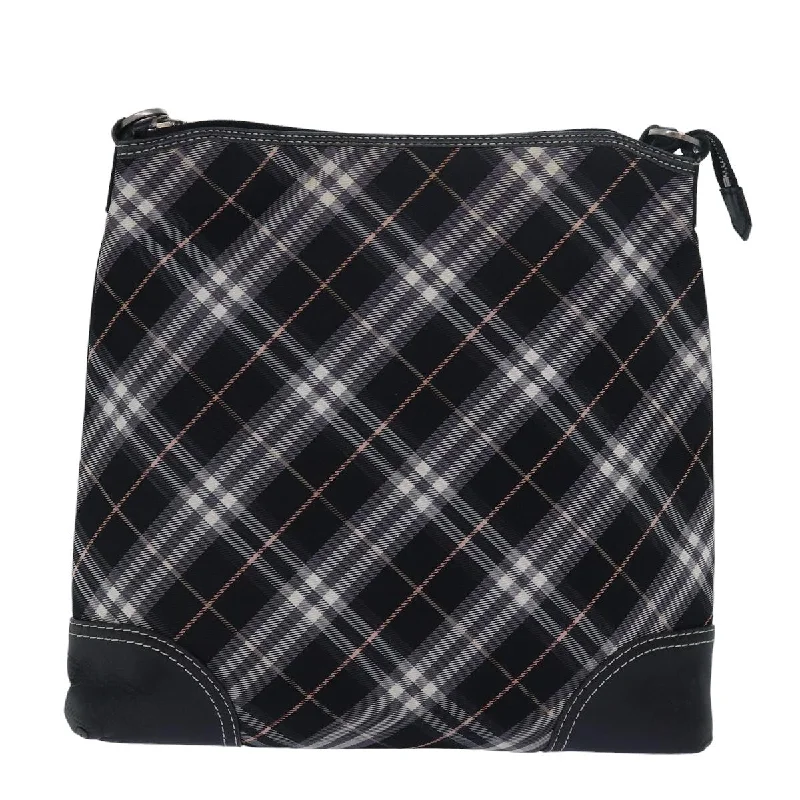 BURBERRY Nova Check Blue Label Shoulder Bag Nylon Black  80167