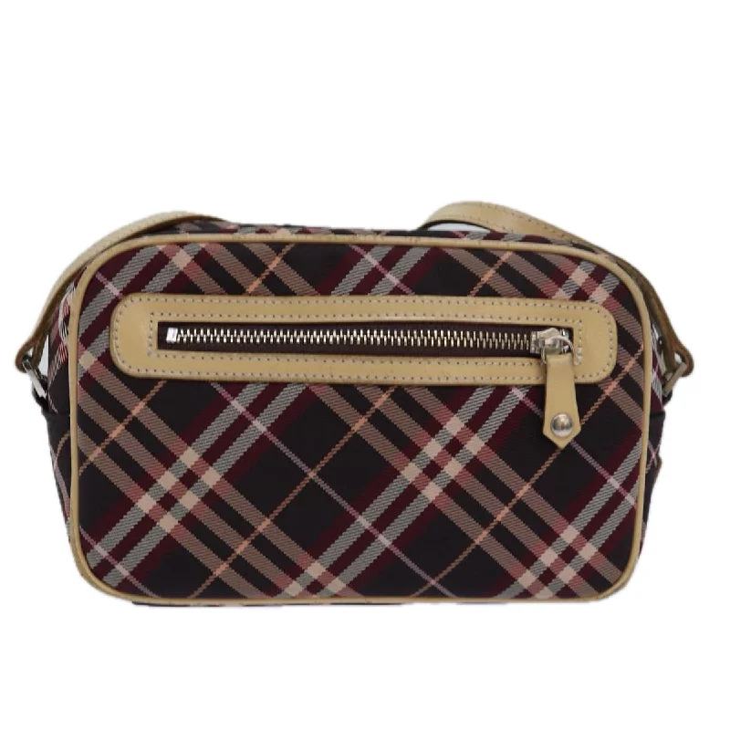 BURBERRY Nova Check Blue Label Shoulder Bag Nylon Red  80617