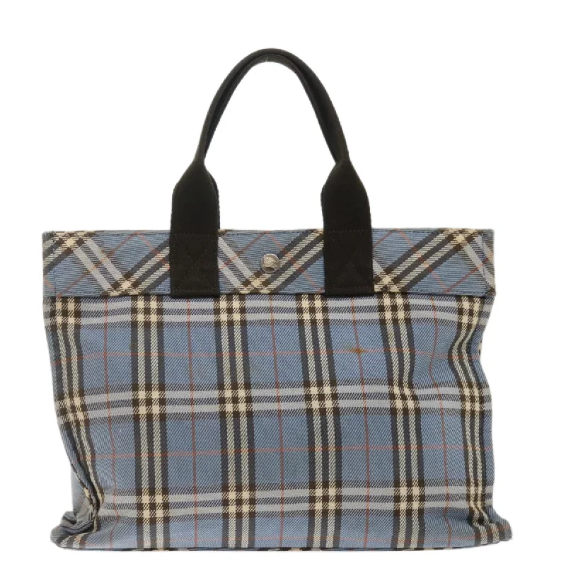 BURBERRY Nova Check Blue Label Hand Bag Canvas Blue Brown  ar11707