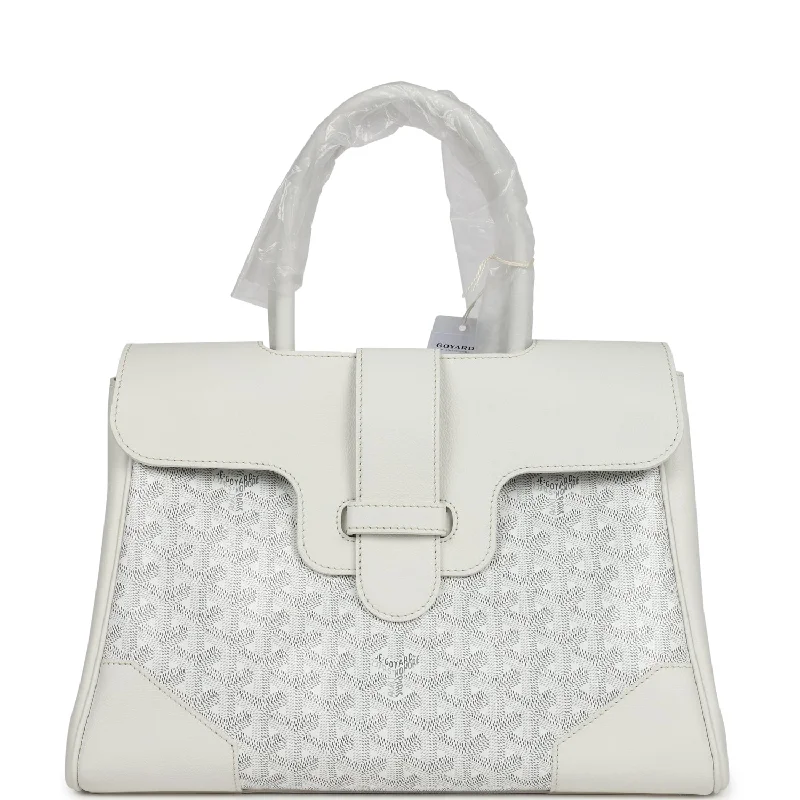 Goyard Saigon Tote White Goyardine Canvas Palladium Hardware