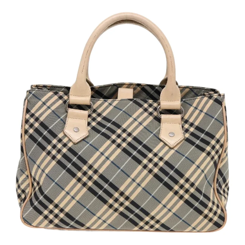 BURBERRY Nova Check Blue Label Hand Bag Nylon Gray Beige  ti1997