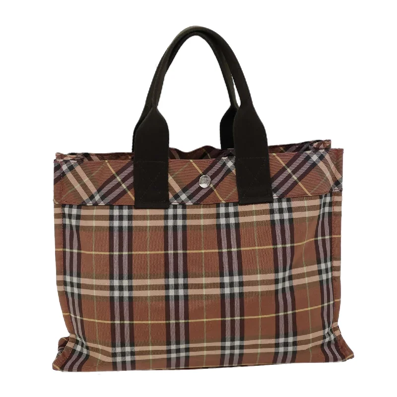 BURBERRY Nova Check Blue Label Hand Bag Nylon Orange Brown  kk222