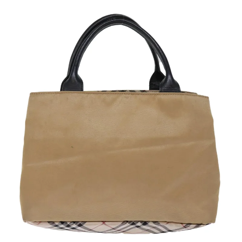 BURBERRY Nova Check Blue Label Hand Bag Nylon Beige  bs14115