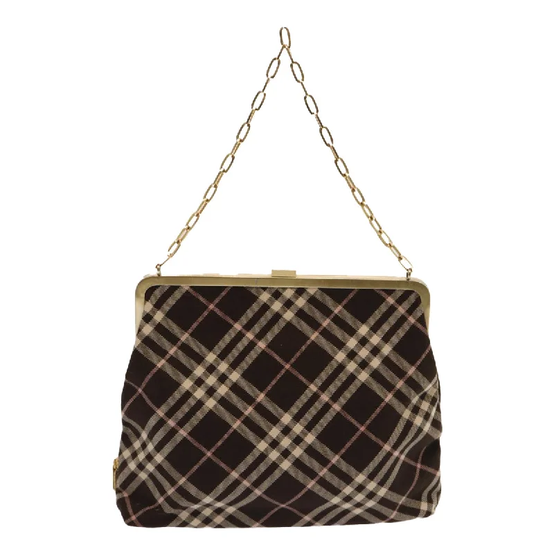 BURBERRY Nova Check Blue Label Chain Shoulder Bag Canvas Brown  69961