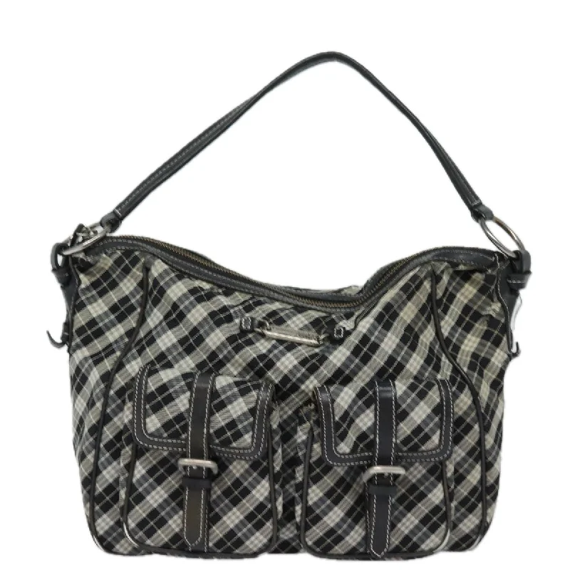 BURBERRY Nova Check Blue Label Shoulder Bag Canvas Black  81677