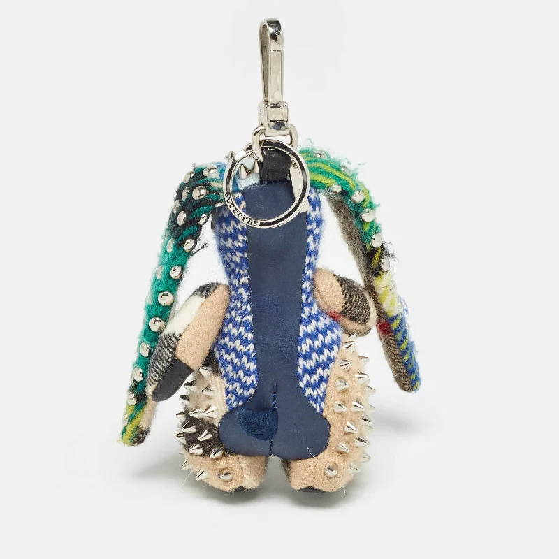 BURBERRY Multicolor Cashmere Studded Vera Hare Bag Charm