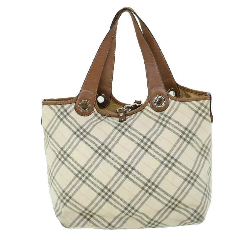 BURBERRY Nova Check Blue Label Hand Bag Canvas Leather Beige Brown  53793