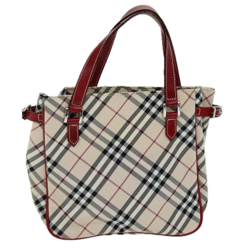 BURBERRY Nova Check Blue Label Hand Bag Nylon Beige  yk12517