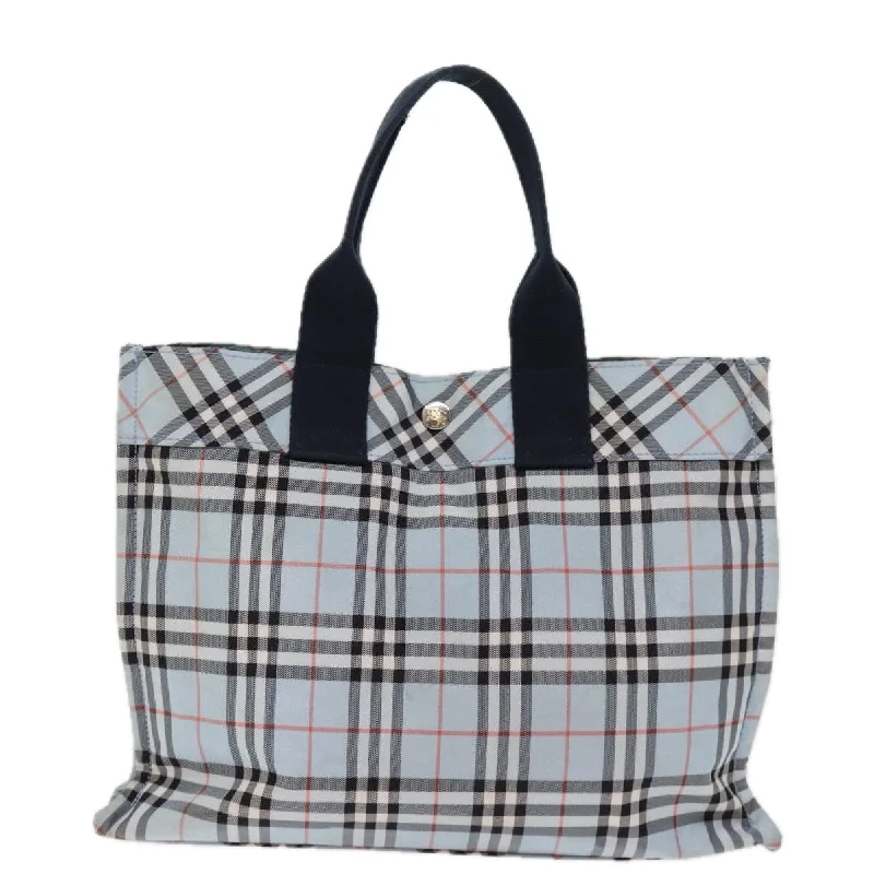 BURBERRY Nova Check Blue Label Hand Bag Nylon Blue  kk234