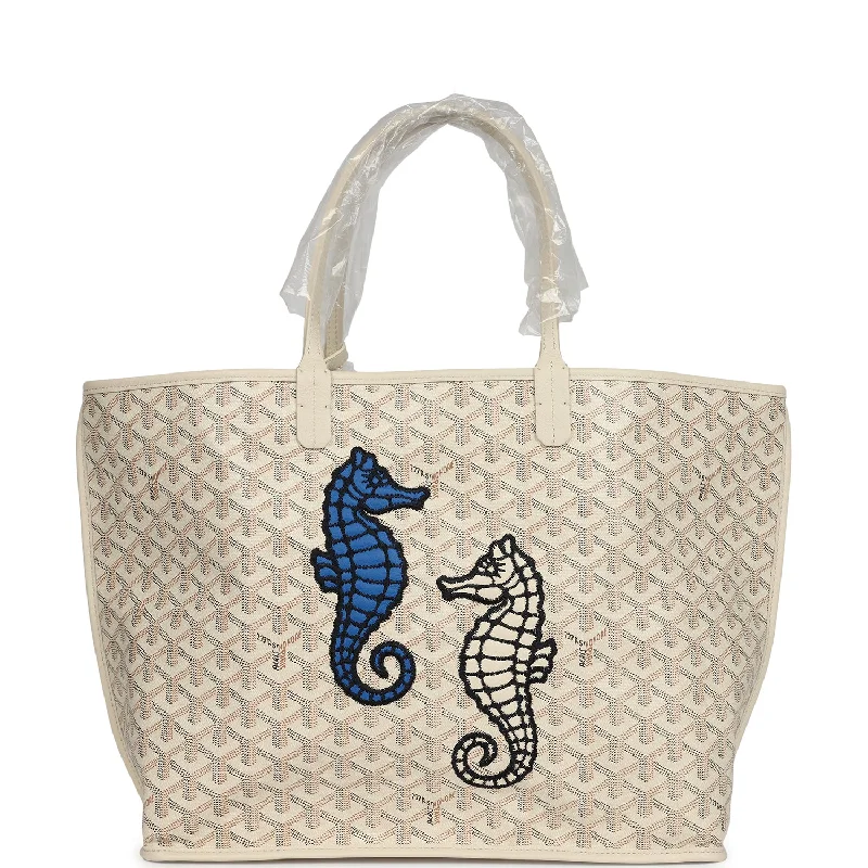 Goyard Goyardine Sand Anjou PM Embroidered Seahorse Bag Palladium Hardware