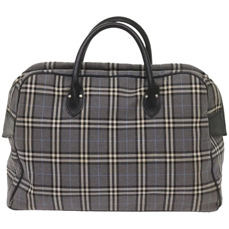 BURBERRY Nova Check Black label Hand Bag Canvas Gray  bs12382