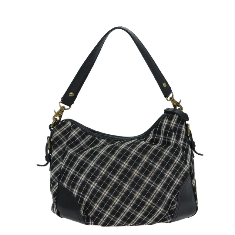 BURBERRY Nova Check Blue Label Hand Bag Nylon Black  81944