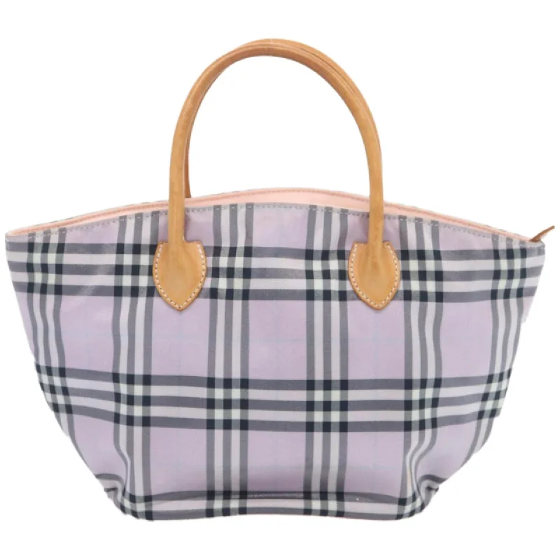 BURBERRY Nova Check Blue Label Hand Bag Nylon Purple  bs12315