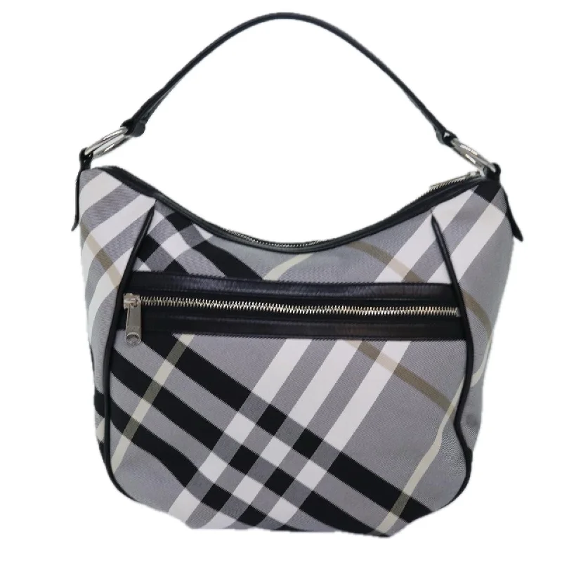 BURBERRY Nova Check Blue Label Hand Bag Canvas 2way Black White  yk13730