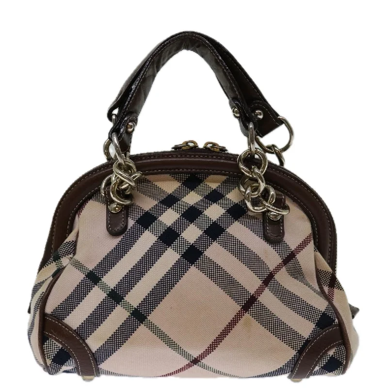 BURBERRY Nova Check Blue Label Hand Bag Canvas Beige  69039