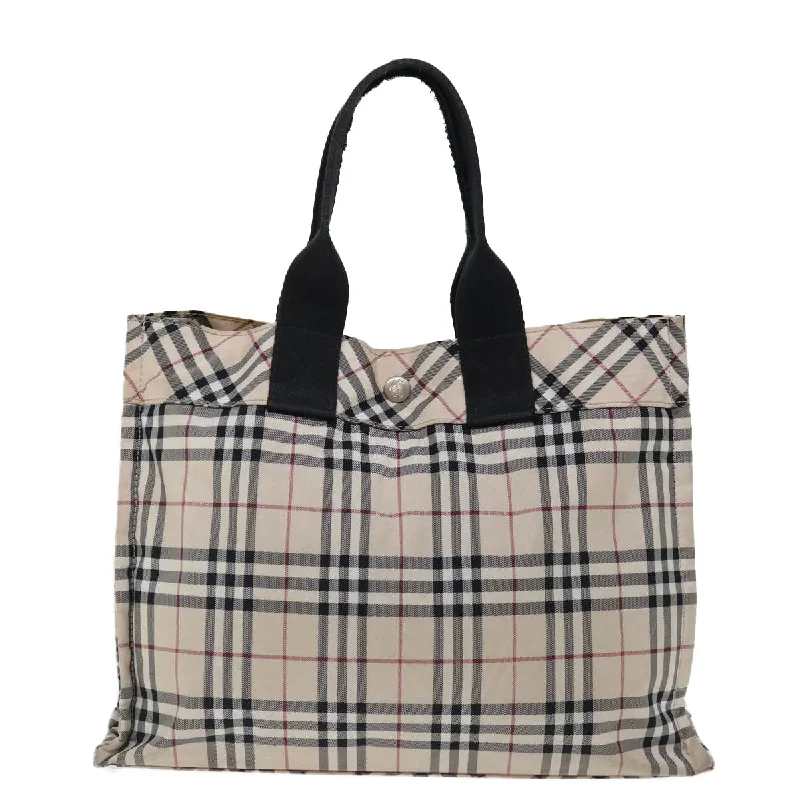 BURBERRY Nova Check Blue Label Hand Bag Nylon Beige  bs13466