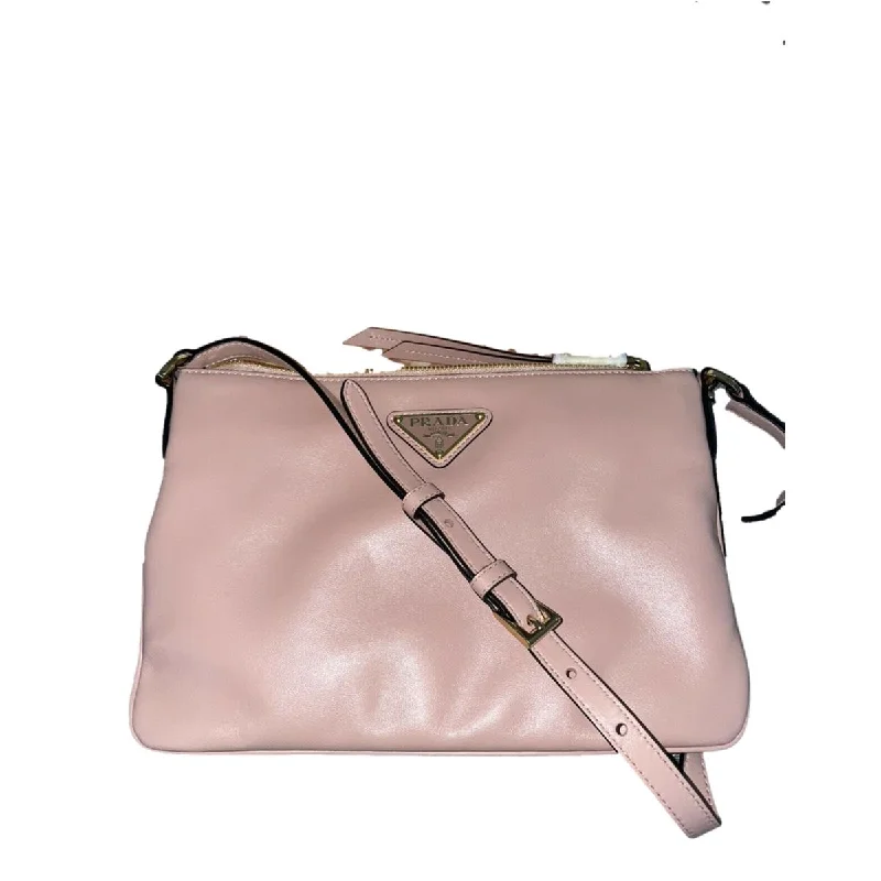 Prada Shiny Light Calf Rosa Pink Cross Body Bag 1BH173