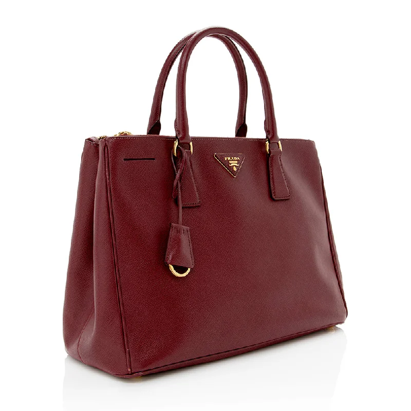 Prada Saffiano Leather Lux Double Zip Medium Tote (SHF-16358)