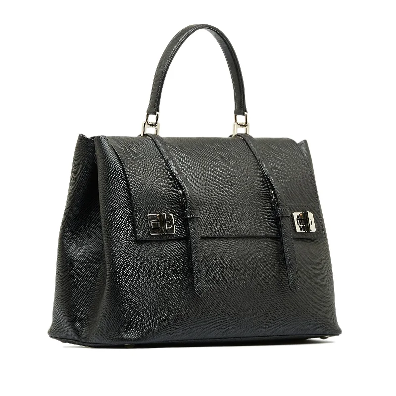 Prada Saffiano Double Turnlock Satchel (SHG-YAGoX0)