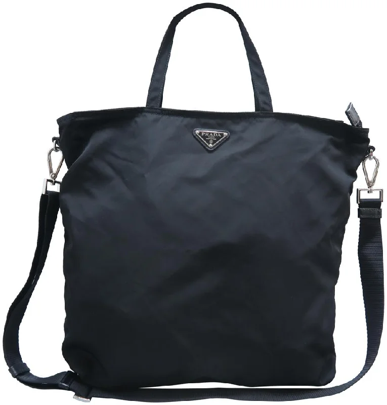 Prada Shopping Tote Vela Black Nylon Satchel