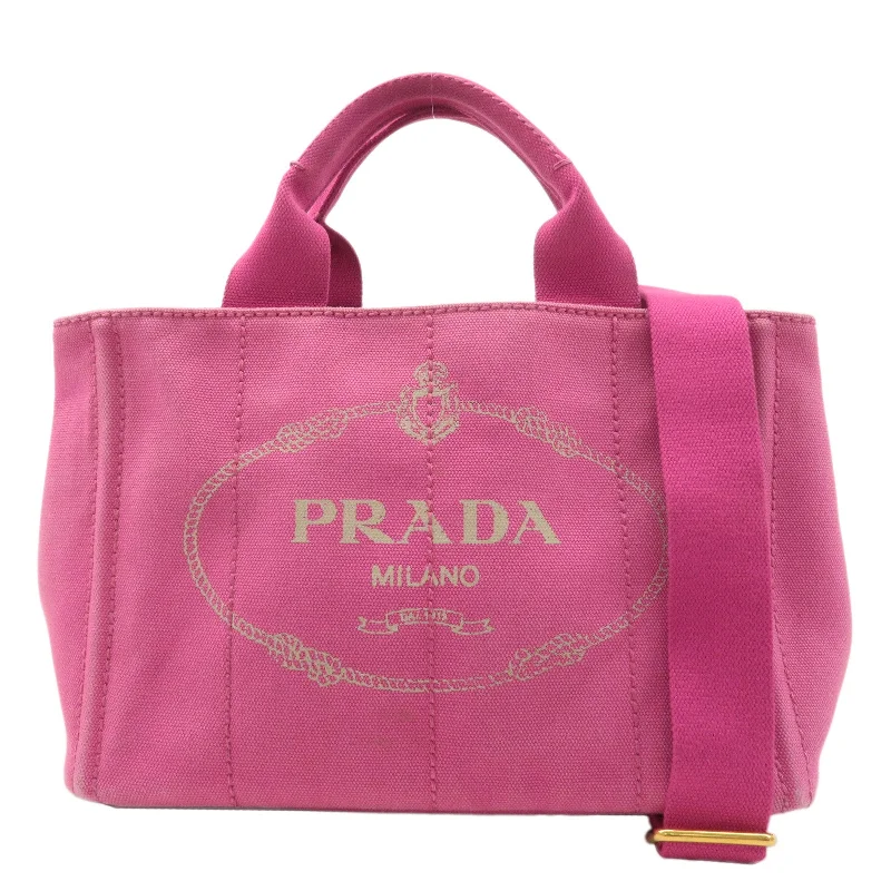 PRADA Canapa Mini Canvas 2Way Bag Hand Bag Pink B2439G