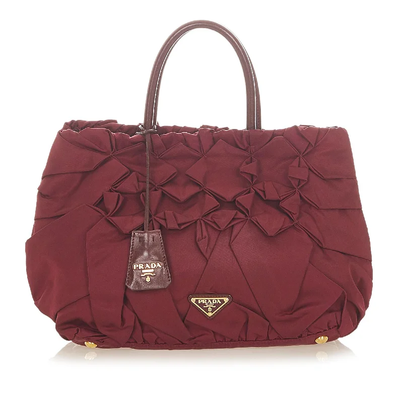 Prada Ruffled Tessuto Tote Bag (SHG-19921)