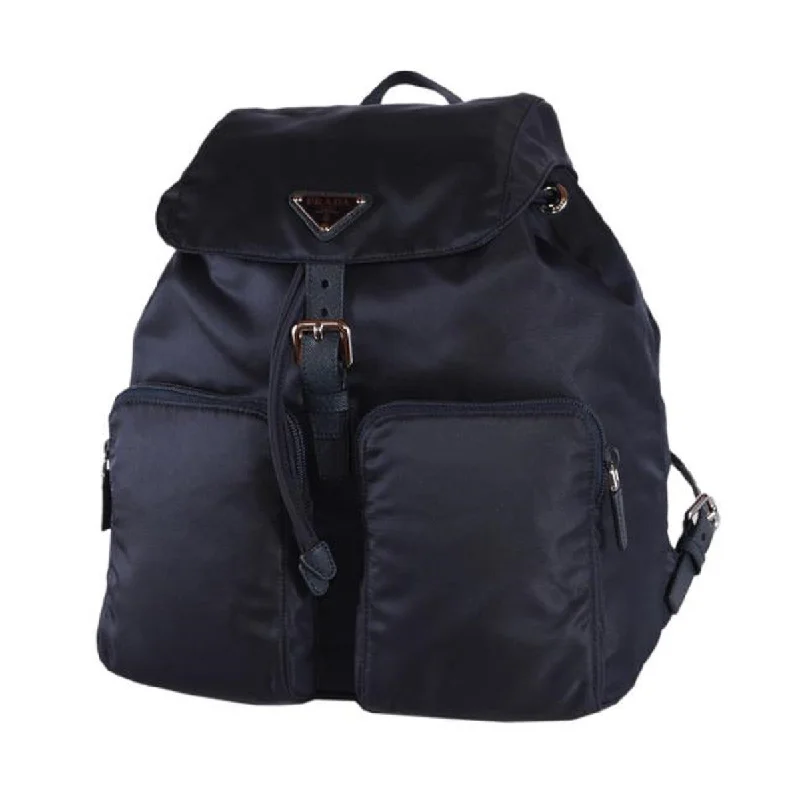 Prada Zainetto Navy Tessuto Nylon Leather Trim Backpack Rucksack 1BZ005