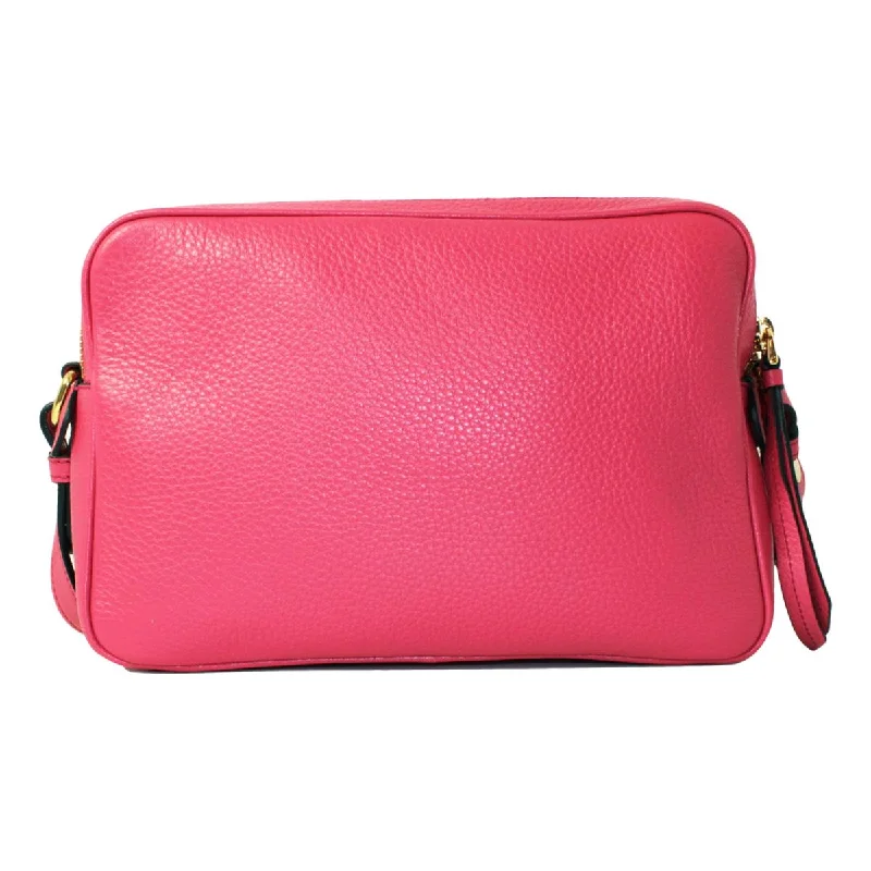 Prada Peonia Pink Vitello Phenix Leather Double Zip Crossbody 1BH079