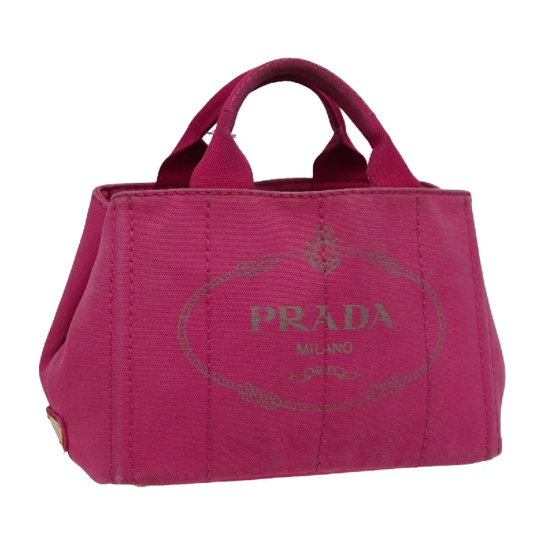 PRADA Canapa PM Hand Bag Canvas Pink Auth 78227