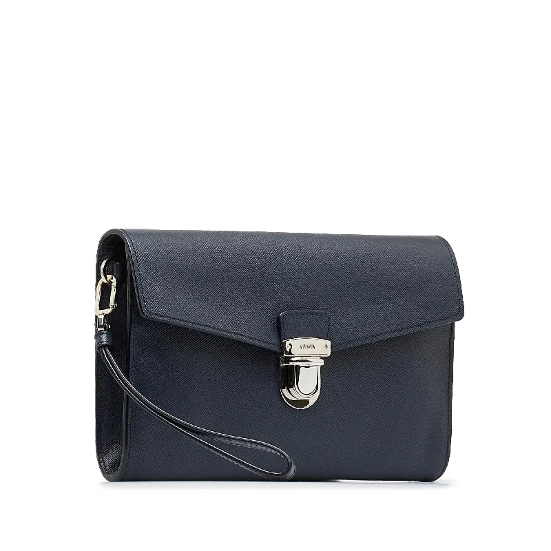 Prada Saffiano Envelope Pushlock Clutch (SHG-iFz9ge)