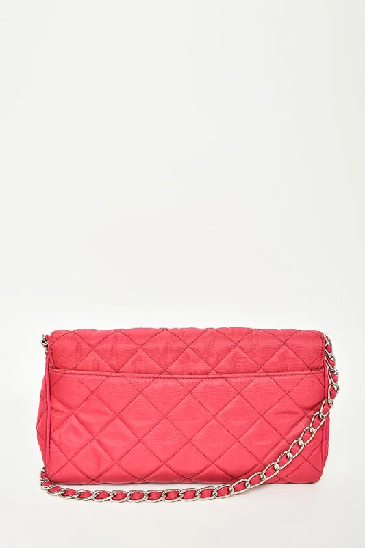 Prada Red Quilted Nylon Crossbody Bag with Chain Strap