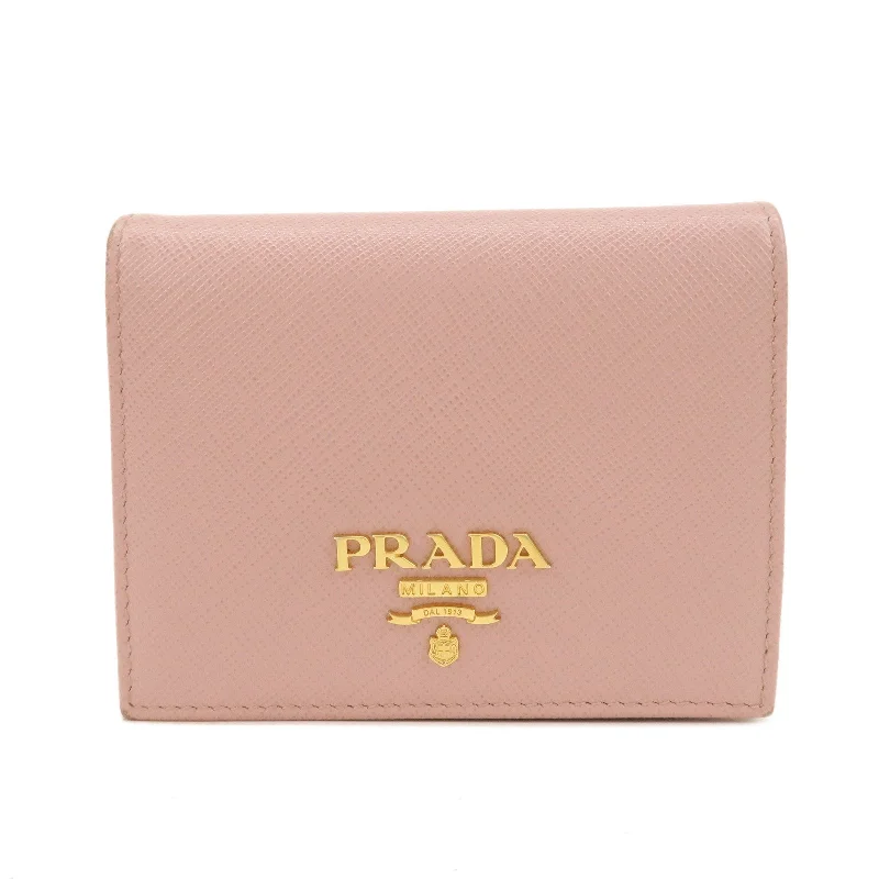 PRADA Logo Leather Bi-fold Wallet Small Wallet Purse Pink