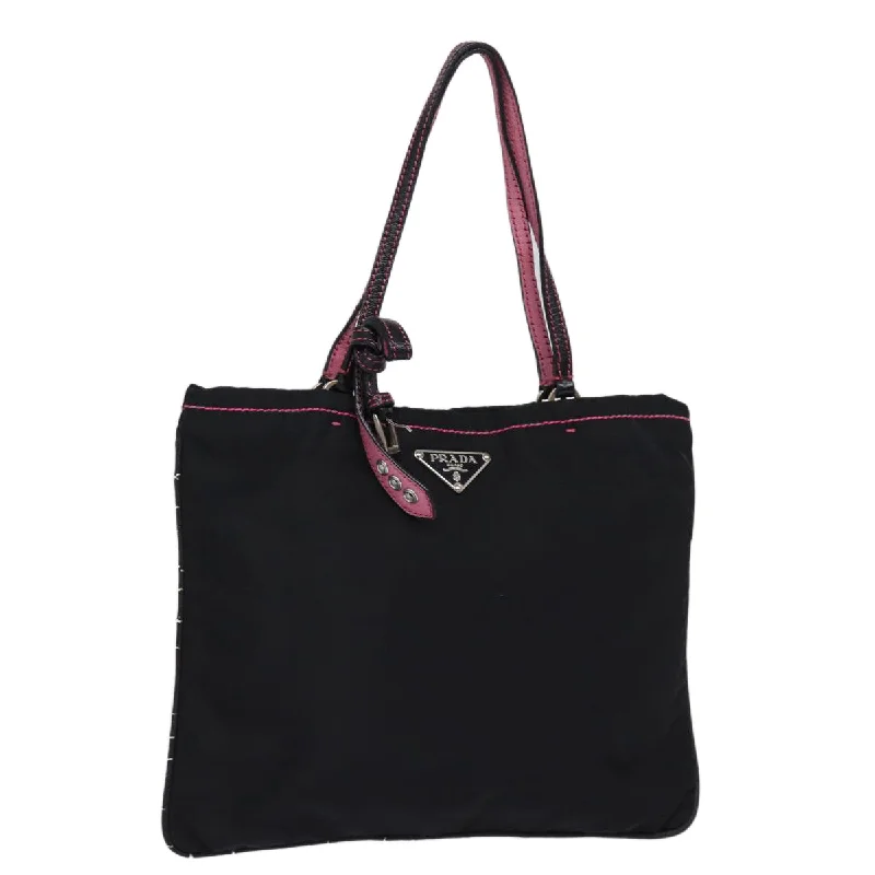 PRADA Hand Bag Nylon Black Auth 77758