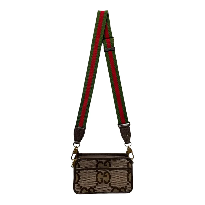 GUCCI/Cross Body Bag/Monogram/Leather/BRW/JUMBO GG MINI