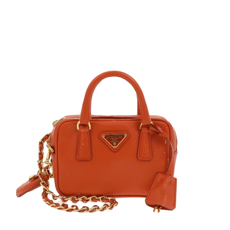 PRADA Galleria Crossbody Bag in Orange Leather