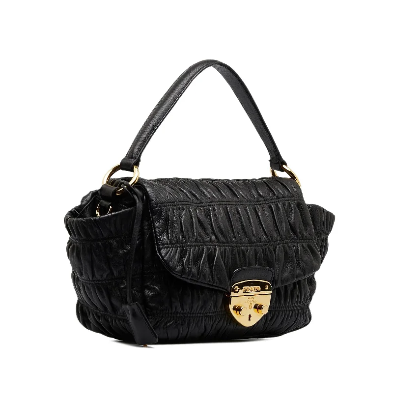 Prada Nappa Gaufre Sound Lock Satchel (SHG-ChbyIn)