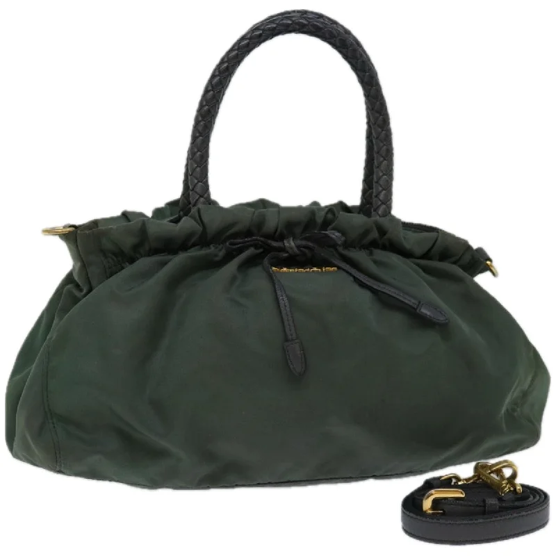 PRADA Hand Bag Nylon 2way Green Auth th4577