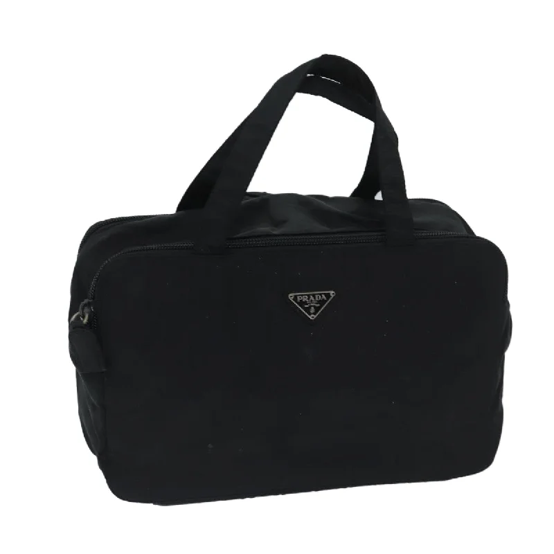 PRADA Hand Bag Nylon Black Auth 69742