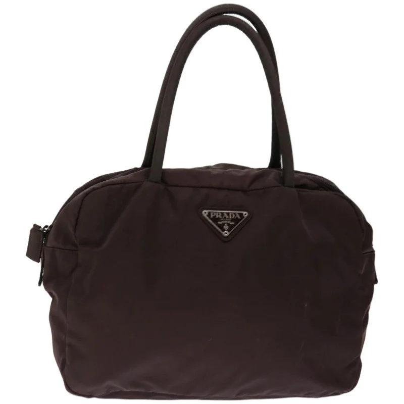 PRADA Hand Bag Nylon Brown Auth ac2805