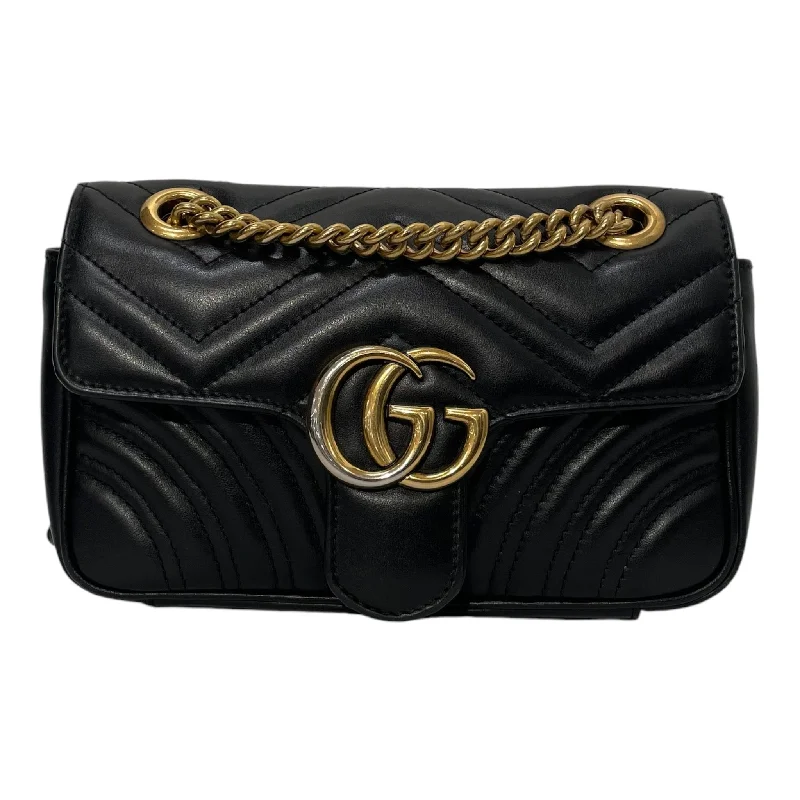 GUCCI/Cross Body Bag/S/M/Leather/BLK/GG MARMONT SHOULDER BAG