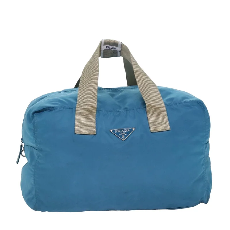 PRADA Boston Bag Nylon Light Blue Auth 77639