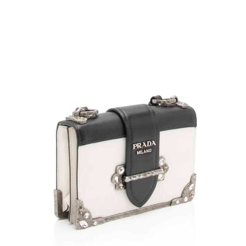 Prada Calfskin Crystal Cahier Shoulder Bag Hlddcz