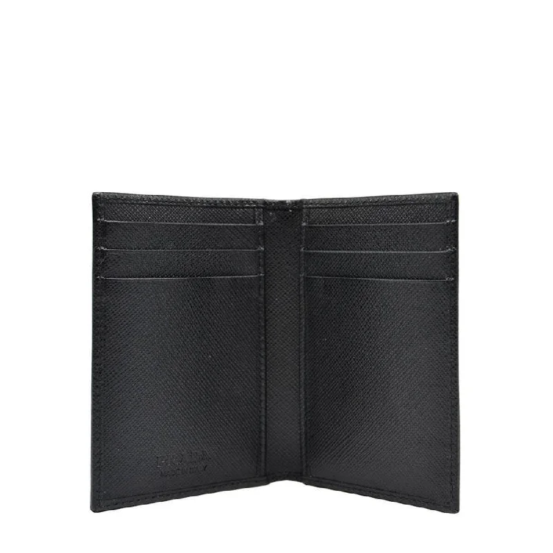 Prada Men's Saffiano Leather Vertical Card Black Holder 2MC101