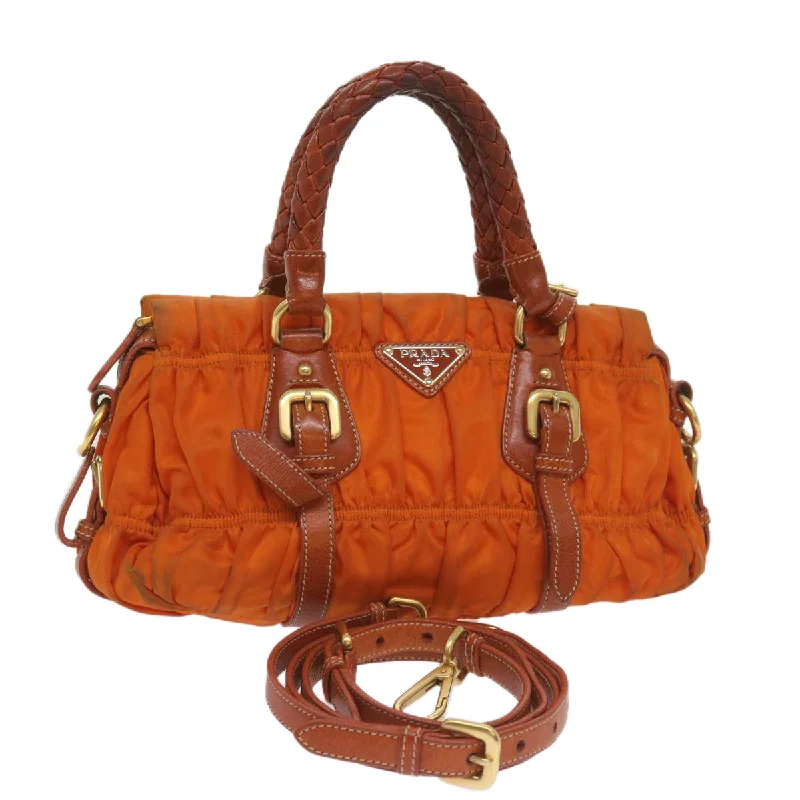 PRADA Hand Bag Nylon 2way Orange Auth bs12509