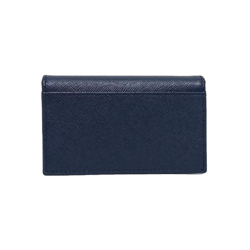 Prada Mens Saffiano Flap Card Holder Wallet Baltico Blue 2MC122