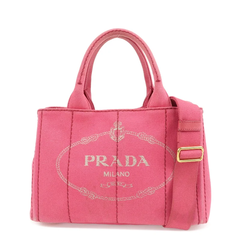 PRADA Logo Canapa Mini Canvas 2Way Bag Pink 1BG439