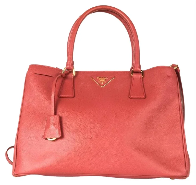 Prada Saffiano Tote Red Leahter Shoulder Bag