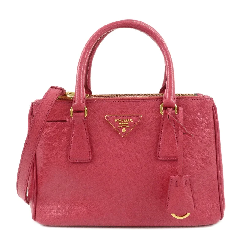 PRADA Logo Saffiano Leather 2WAY Bag Hand Bag Shoulder Bag Pink